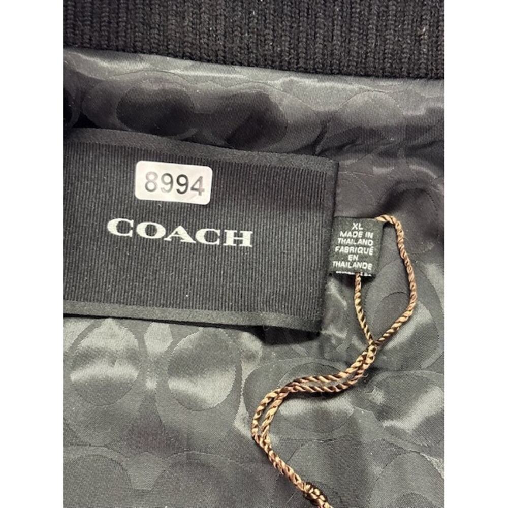 Coach Varsity Bomber Jacket Snap Button Front Logo Patch Black/Gray Mens Size XL - Picture 10 of 16